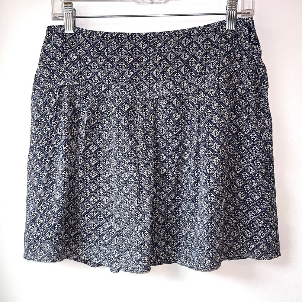 Madewell Drop Waist Silk Navy Micro Floral Mini Skirt